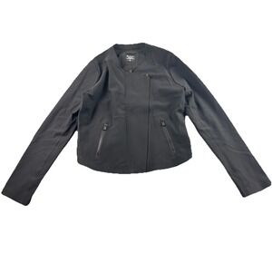 Athleta Stellar Blazer Jacket Womens Medium Black 212358 UPF 50 Asymmetrical EUC